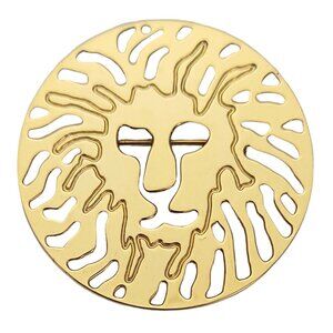 Anne Klein Gold-Tone Round Signature Lion Cut Out Brooch Pin E985